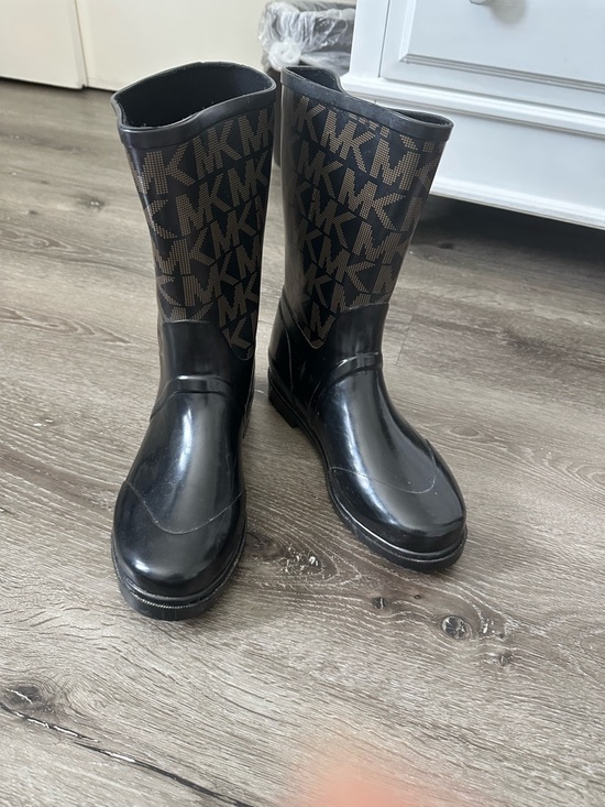 Michael Kors Shoes - Women Michael Kors Black and Brown MK Logo Rain Boots